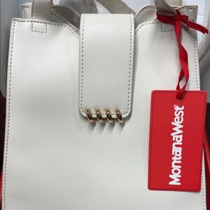 Montana West Ivory Shoulder Bag with Gold Accents